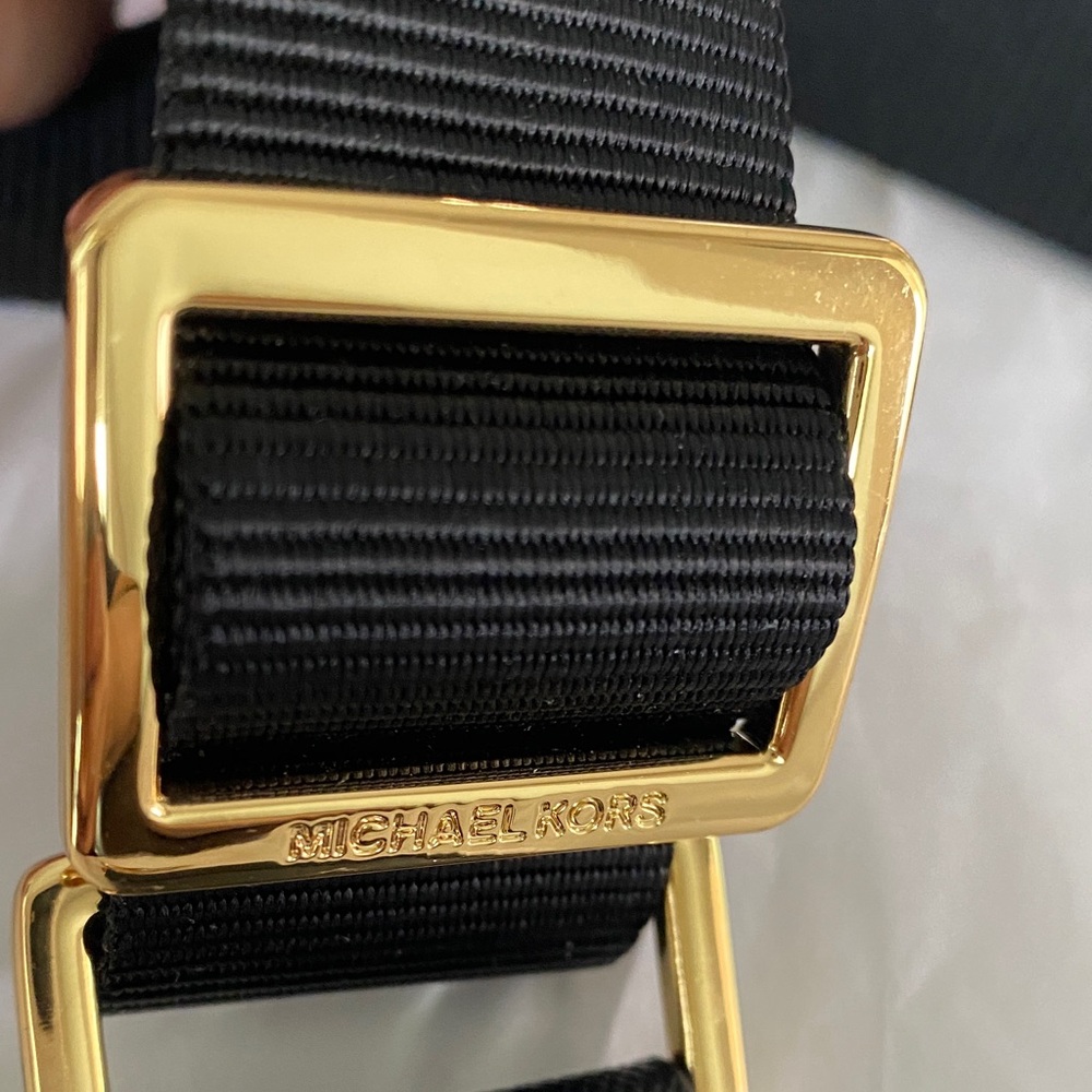 Pre owned Michael Kors Adjustable Bag Strap w/ Black Leather Trim & Gold Finish